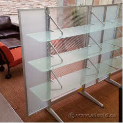Steelcase Werndl Privacy Panel Office Divider with Glass Shelves